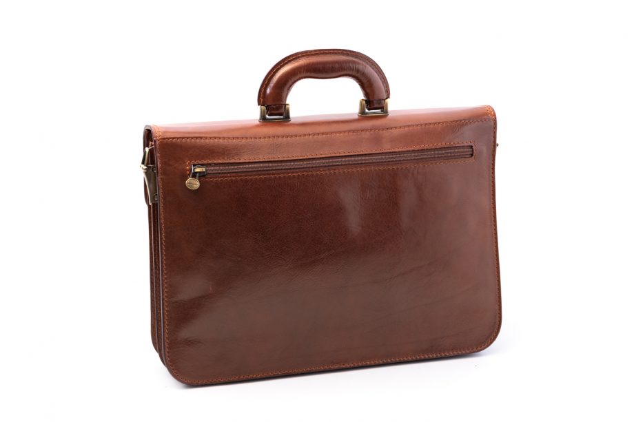 Leather business bag medium with two pockets
