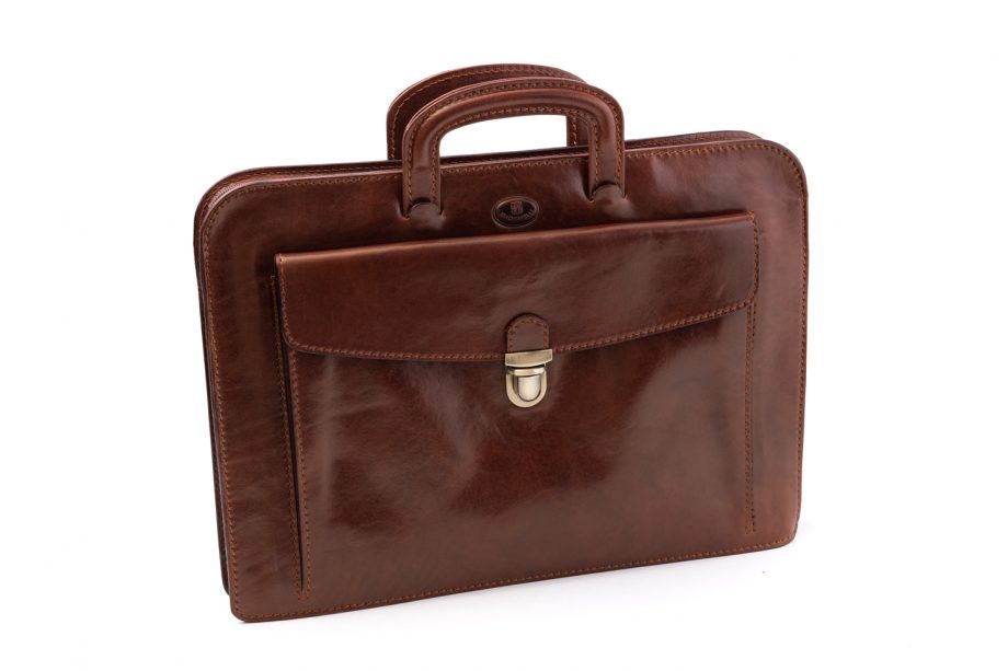 Leather briefcase with folder