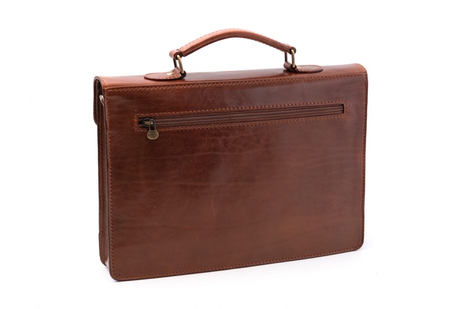 Leather business bag medium with one pocket