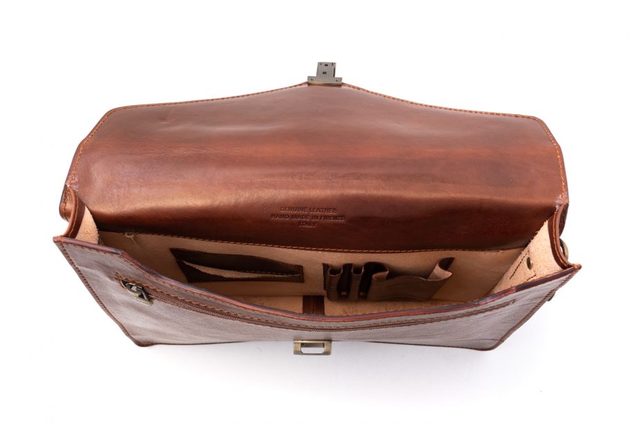 Leather business bag medium with one pocket
