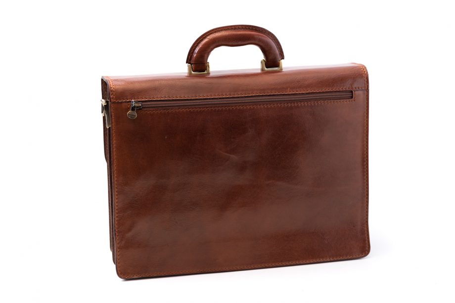 Leather business bag big with two pockets