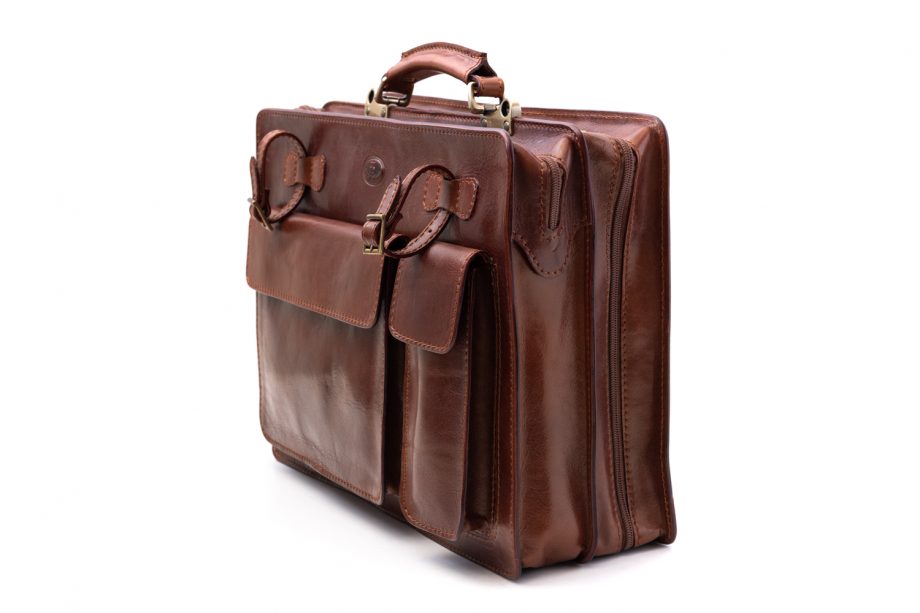 Leather briefcase for newspapers