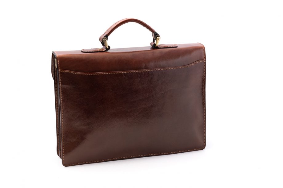 Leather business bag big-medium with two pockets