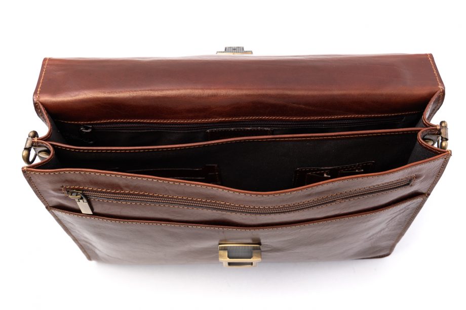 Leather business bag big-medium with two pockets