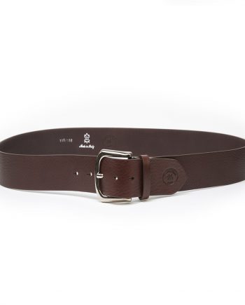 Man's Belt brown sports leather with silver metal buckle. Belt made by Italian artisans with top quality vegeta.