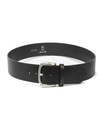 Man's Belt black sports leather with silver metal buckle. Belt made by Italian artisans with top quality vegeta.
